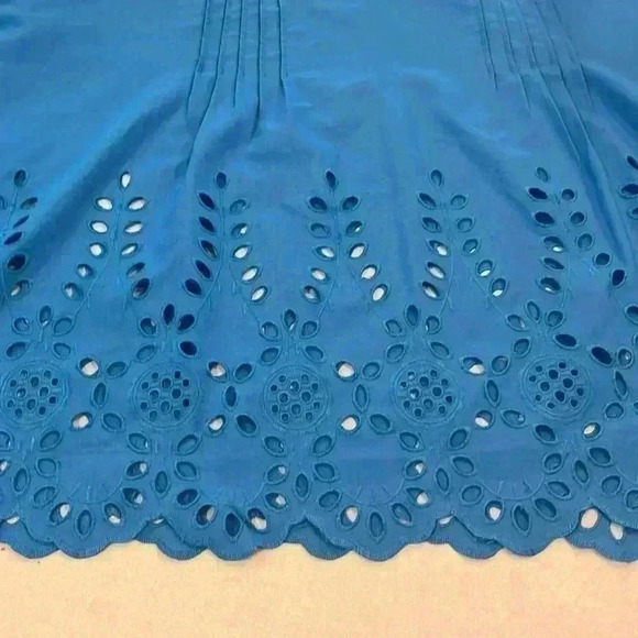 Blair Womens Blouse Royal Blue XL Pullover Laser Cutouts  Short Sleeves Unique - Picture 8 of 12